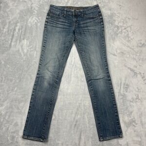 GAP‎ Premium Skinny Jeans Womens Size 6/28R Blue Denim Whiskered Faded Low Rise